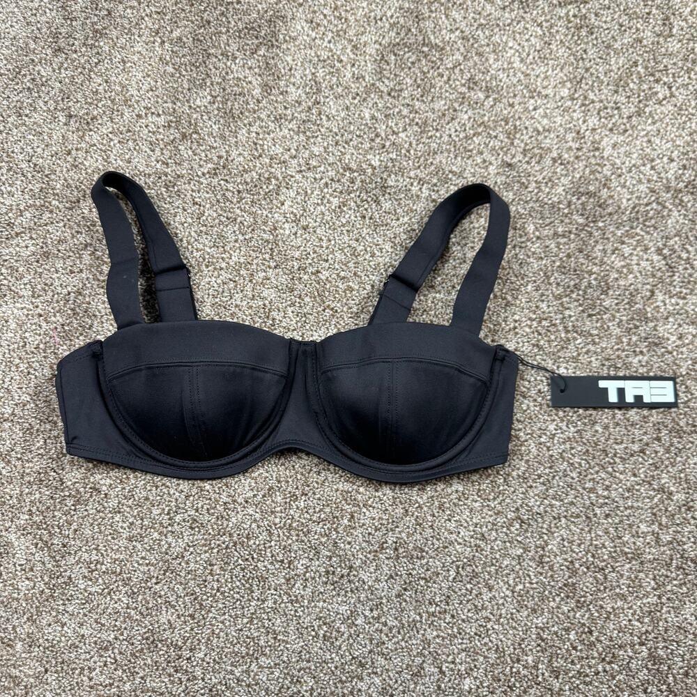 TA3 Bikini Swim Top - Bust Bra Swim Black Size Medium C Cup NWT Padded Push-up